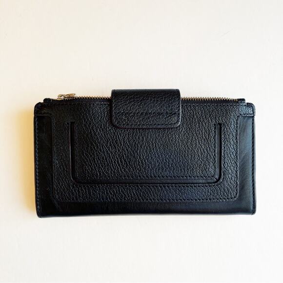Cole Haan Black Turn Lock Wallet Pebbled Leather - Picture 3 of 6